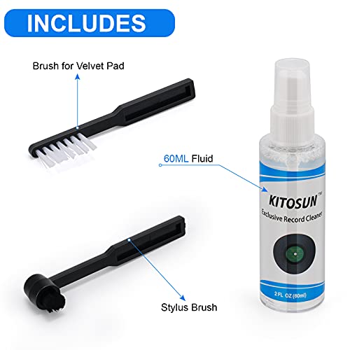 Vinyl Record Cleaner Kit Anti-Static Velvet Brush with Small Stylus Cleaner Brush 60ml Cleaner Spray Liquid for LP Vinyl Records Daily Maintenance Keep Great Sounding Extent Life - Thumbnail 4