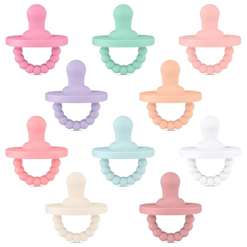 Image of Ryan & Rose Cutie PAT Pacifier Teether 10 Pack Assorted Colors (Collins (Girl), Flat)