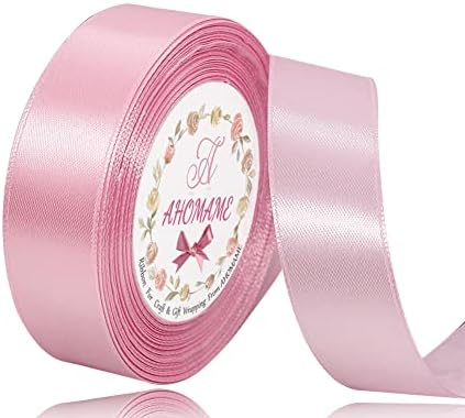 Double Faced White Satin Ribbon 25mm, 23 Meters Solid Color Fabric Ribbons for Crafting, Gift Wrapping, Bouquets, Wedding Party Decoration, Cake Decors, Bows Making, and Sewing Project