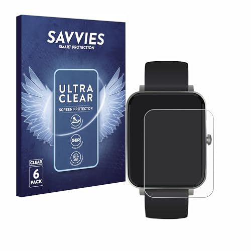 savvies 6 Pezzi Pellicola Protettiva per Souccess Smartwatch 1.54" Protezione Schermo Trasparente