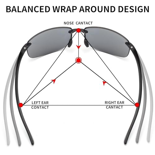 Image of JIM HALO Sport Sunglasses Men Womens TR90 Rimless for Driving Running Golf | Polarized /Non polarized,Lightweight,17g /0.6oz,Rectangle,Wrap Around,Cycling,Fishing,Outdoor Activities