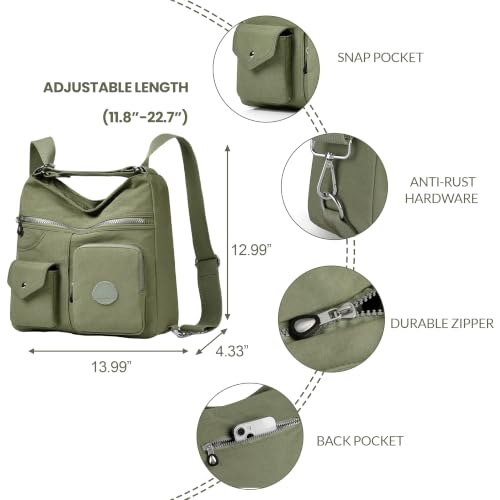 Image of Hobo Purse for Women, Nylon Crossbody Shoulder Handbag Convertible Backpack | Waterproof fabric, built-in anti-theft RFID pocket, multipurpose daily casual handbag
