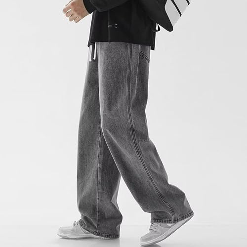 Men's Baggy Jeans Loose Fit Straight Leg Denim Pants Casual Wide Leg Streetwear Trousers with Pockets4