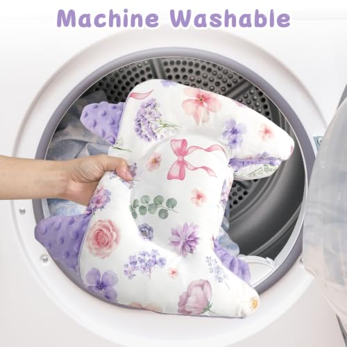 Image of Infant Car Seat Insert with 2 Strap Pads, Reversible Baby Car Seat Head and Body Support for Boys Girls, Preemie Newborn Carseat Insert, Super Soft, Fits for Stroller, Baby Swing, Bouncer (Purple)