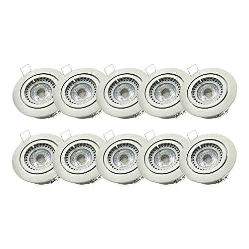 Lampenlux Faretto da incasso a LED orientabile, ultra piatto, dimmerabile, IP20 (nichel spazzolato, set da 10)