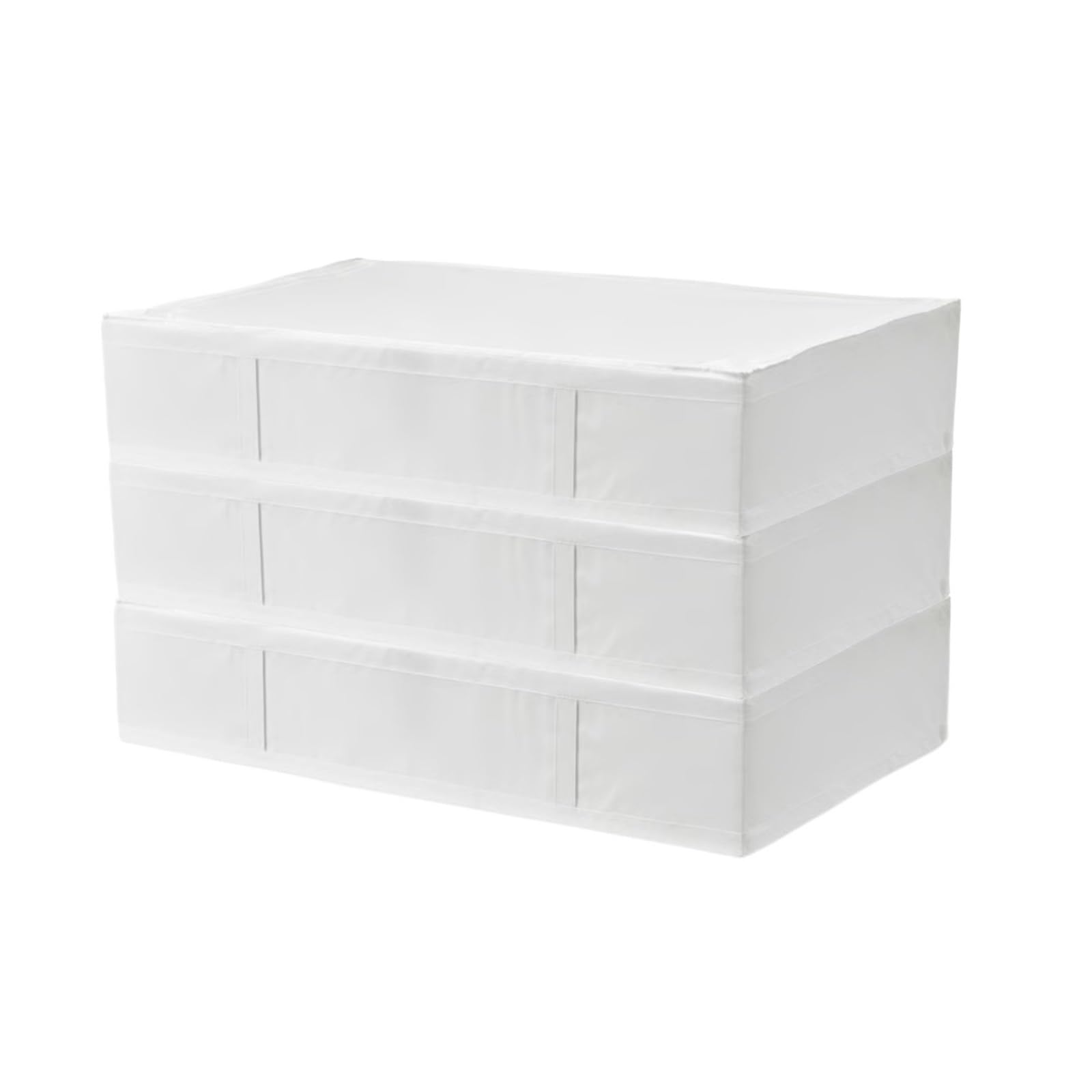 DHYUACN Sheet Storage Box Under Bed Storage Containers, Washable, Collapsible, Bins for Clothes, Blankets, Sheets(White 3PC)