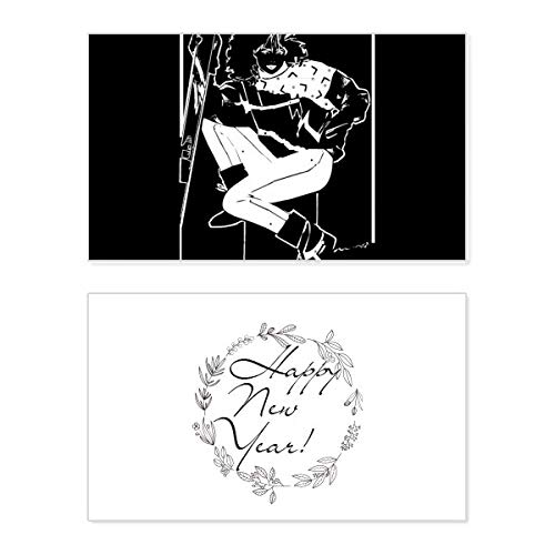 Tarjeta de Año Nuevo Black Winter Sport para felicitar a los amantes de la montaña y la nieve