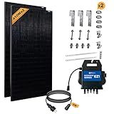 Balkonkraftwerk Set APsystems Mikrowechselrichter EZ1-M 800W mit Anschlusskabel, Luxen Solarmodul 410W*2 und senkrechte Balkon PV Halterung*2, ideal für Mini PV Anlage