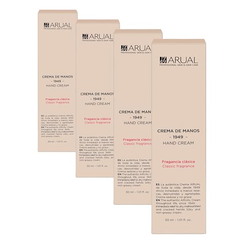 Arual Crema de Manos Fragancia Clásica -nuevo diseño-30ml (Paquete de 4)