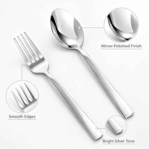 Image of SANTUO 16-Piece Teaspoon and Salad Fork Set, Stainless Steel Small Spoons and Salad Forks Set Mirror Polished Dishwasher Safe Flatware for Coffee, Tea, Salad, Fruit and Cake