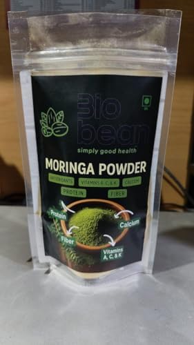 Bio Bean Moringa Powder with Antioxidants, Protein, Vitamins A, C, K, Calcium, Fiber, Simply Good Health Supplement