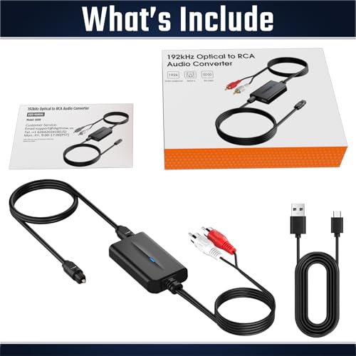 Image of 192kHz DAC Digital to Analog Audio Converter 7ft /2.1m Digital Audio Optical to RCA Cable SPDIF to RCA Converter with Built-in Audio Amplifier Chipset for HDTV, DVD, Blu-Ray Players