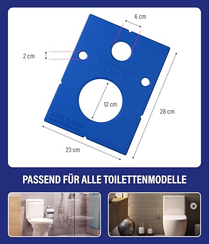 Karl Dahm® Anzeichenschablone für Toilettenanschlüsse - Präzise Markierungen für WC-Installationen, Universell einsetzbar, Ideal für WC-Systeme, Robust & Zeitersparnis, Perfekt für Heimwerker & Profis