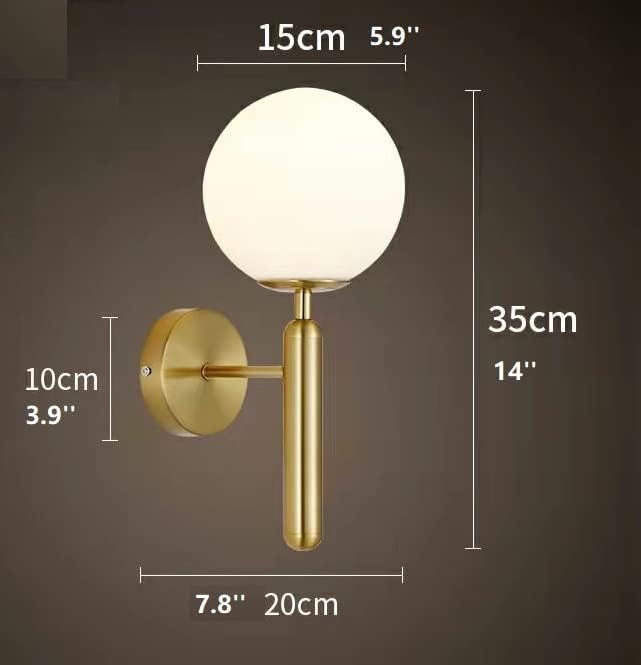 CSBH Wandkandelaar Licht Set van 2 stuks Led-afstandsbediening Batterij-aangedreven Indoor Draadloze Metalen Wandlamp Moderne Golden Globe Glazen Wandlamp voor Nachtkastje Slaapkamer Badkamer Loft photo 3