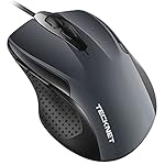 TECKNET USB Wired Mouse, 6-Button Corded Mouse with 2 Adjustable DPI, Optical Computer Mouse with Ergonomic Design and 5FT Cord for Laptop, Chromebook, PC, Desktop, Mac, Notebook-Grey