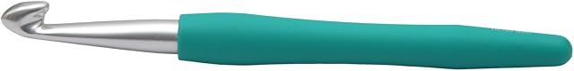 KnitPro KP30918 10 mm Waves Aluminium Crochet Hook, Sea Green