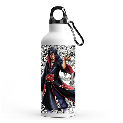 Image of Anime sipper water bottle with Itachi Print for Use school, gym, tuition, travling, yoga | Aluminium sublimation sipper bottle 750ml black cap (Itachi Uchiha-600ml-A-8)