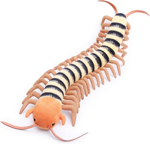 Tiny Heart Peluche de Ciempiés de 20.6in, Juguete de simulación de Cámbrico Ciempiés, Almohada de Peluche de Paleontología del Ciempiés Suave para niños y Amantes de la Vida Silvestre, Amarillo