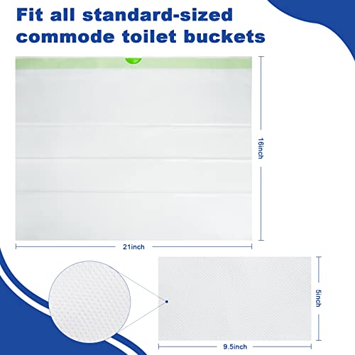 60 Pack Commode Liners With Absorbent Pads, 60 Bedside Commode Liners And 60 Commode Pads, Portable Toilet Liners For Commode Bucket | Universal Fit | Make Cleanup Simple (Green-120) #TOP1
