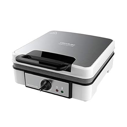 Cecotec Elektrisches Waffeleisen Fun Gofrestone 4Inox. 1200 W, Edelstahl, 4 Waffeln gleichzeitig, Antihaftbeschichtung Rockstone, einstellbare Temperatur