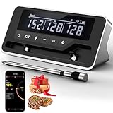 Smart Wireless Meat Thermometer Digital, Instant Read, Long Bluetooth Range, Alarm, High-Temp-Resist Food Thermometer, Grilling BBQ Accessories for Smoker, Cooking, Oven, Rotisserie, Black