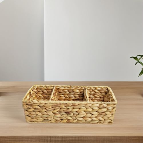 Panier de rangement en jacinthe d'eau HEMOTON à 3 compartiments compact - 6