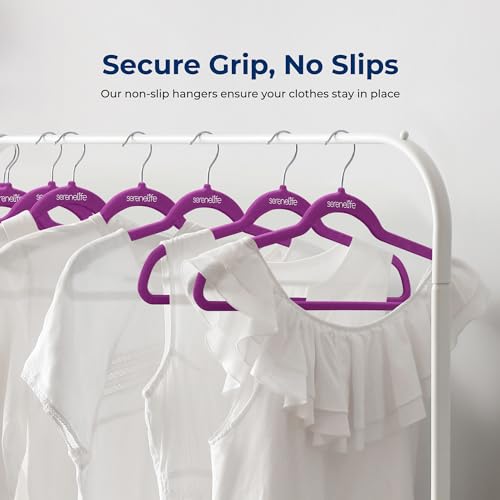 Image of SereneLife Velvet Hangers - 150 Pack, Slim & Space Saving for Closets