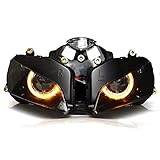 LED Yellow Angel HID bulb Projector Custom Headlight Assembly for Honda F5 CBR600RR 600RR 2003 2004 2005 2006