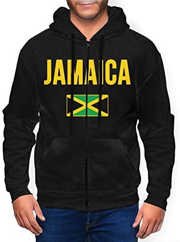 Slotley Men Jamaica Country Flag, Jamaican Flag Hoodie Athletic Fit Full Zip Hooded Sweatshirt Jacket