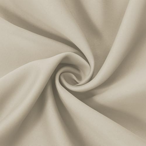 Image of LEMOMO Light Beige Blackout Curtains 66 x 63 Inch Length /Set of 2 Curtain Panels /Thermal Insulated Room Darkening Blackout Curtains for Bedroom