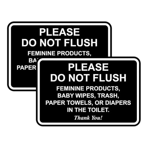 All Quality Classic Framed Please Do Not Flush Thank You Bathroom Etiquette Sign - 6" x 8" (Black-White) 2 Pack by All Quality - Used condition - US$17.33