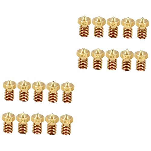 NUOBESTY 20pcs Printer Nozzle Extruder Threaded for Filament Brass Nozzle Printers Parts