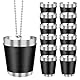 MEYAGOT 12 Stück 30ml Schnapsgläser mit Kette, Schnapsgläser Edelstahl Schwarz, Tragbar BPA-Frei Shotgläser Metall Becher zum Umhängen, Edelstahlbecher für Camping Wandern Party Deko