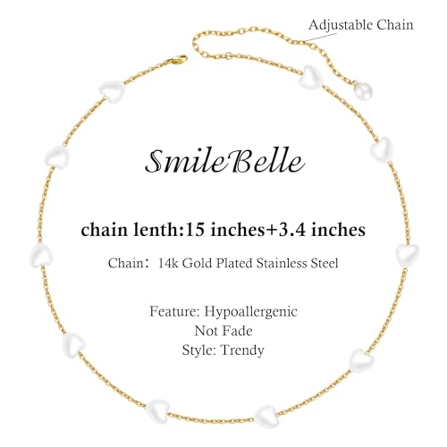 Image of SmileBelle Pearl Necklaces for Women, 18K Gold Choker