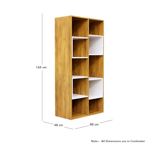 Image of Bniture 10 Tier Engineered Wood Open Book Shelf Wooden Bookshelf for Home, Kids Room & Study Room | Multipurpose Free Stand Corner Book Organizer for Library Room, Office | Giant Wood & Frosty White