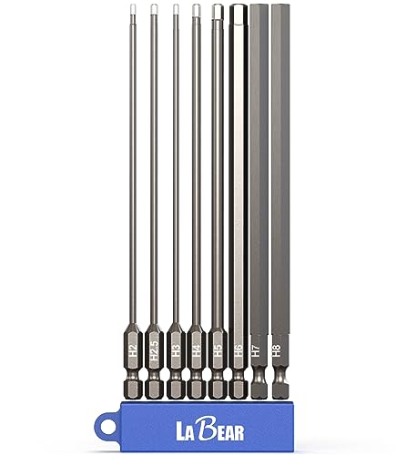 LABEAR - 8pc Hex bit set METRIC 6 inch long, 1/4