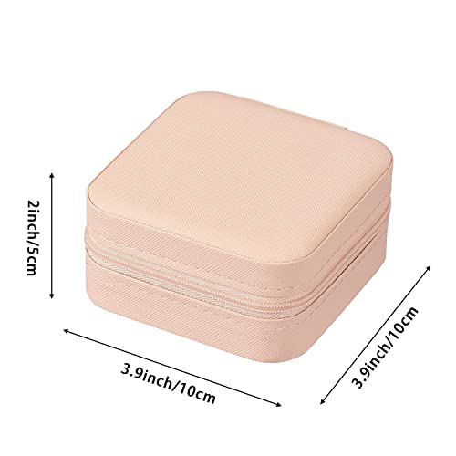 Image of Zephorus Jewelry Organizer PU Leather Zipper Portable Storage Box Case with Dividers Container for Rings, Earrings, Necklace Home Organizer (Pink)
