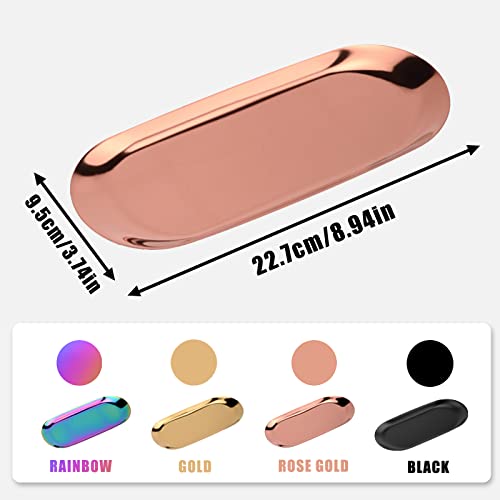 Bymivofun Oval Tray, Oval Cosmetic Tray, Stainless Steel Storage Tray, for Jewellery Storage Snacks, Tea Tasting, Candles - Image 2