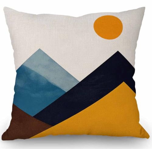 SSOIU Farmhouse Pillow Covers with Mountain Landscape 18 x 18 Inch for Farmhouse Decor Housewarming Presents for New Home