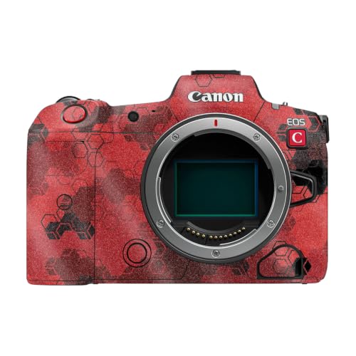 Image of Glossy Glitter Camera Skin Compatible with Canon EOS R5C (2022) - Red Hexa Camo - Premium 3M Vinyl Protective Wrap Decal Cover - Easy to Apply | Crafted in the USA by MightySkins