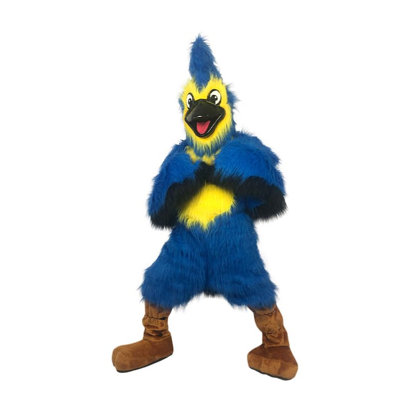 Blue Hairy Eagle Mascot Costume Funny Cartoon Fancy Dress
