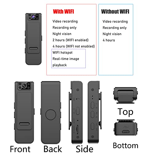 2023 New Hd 1080P Noise Reduction Camera Portable Wearable Video Recorder Mini Body Mounted Camera With Audio/Video Recording Wifi Magnetic Back Clip Camera (Basic Version,1Pc) #TOP6