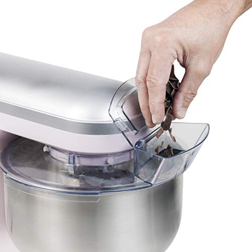 Bestron Küchenmaschine im Retro Design mit Schneebesen, Knethaken und Rührarm, Sweet Dreams, 1200 Watt, Rosa – Bild 5