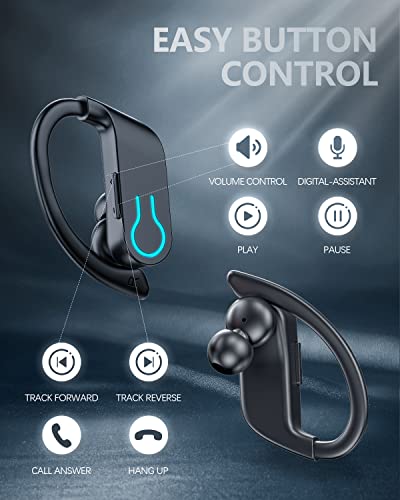 Bluetooth Headphones Wireless Earbuds Sports Over-Ear Bluetooth 5.3 Ear Buds With Earhooks 120H Playtime Wireless Headphones For Workout Waterproof Audifonos Bluetooth Inalambricos Led Power Display #TOP4