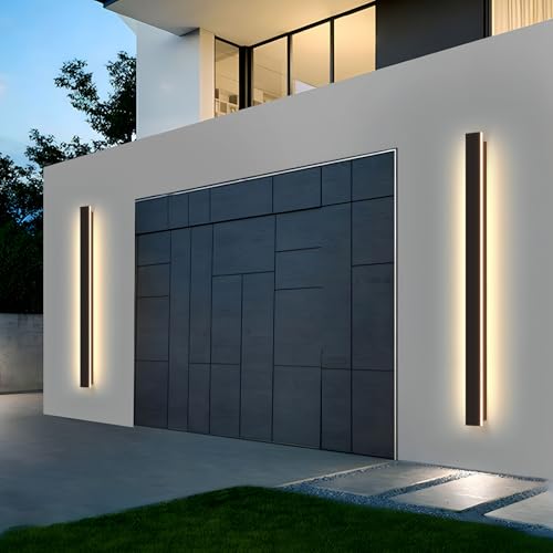 Image of Modern Outdoor Wall Lights, 31.5Inch Black LED 3000K IP65 Waterproof Outdoor Linear Wall Sconces Exterior Lighting Fixture Porch Wall Light for House, Front Door, Garage