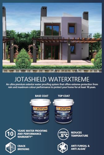 Image of Jotun Jotashield WaterXtreme Topcoat | 10 years water proofing | Waterproof emulsion coating | Heat reflective paint | Wall dampening prevention | Crack bridging waterproofing (4 Liters, White)