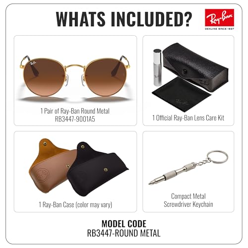 Image of Ray-Ban RB3447 ROUND METAL Round Shaped Sunglasses for Men with Official RAYBAN Eyewear Kit