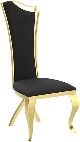 Miniatura 28 de ACEDÉCOR Juego de 4 sillas de comedor de terciopelo, sillas de cocina tapizadas de lujo negras con respaldo alto aerodinámico, modernas y hermosas