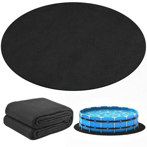 BOPEUY Tappeto Sotto Piscina, 370cm Tappeto Idromassaggio per Piscina, Nero Antiscivolo Impermeabile Pieghevole Tappetino per Piscina Rotondo,Tappeto Sotto Piscina Fuori Terra per Rivestimento Piscine