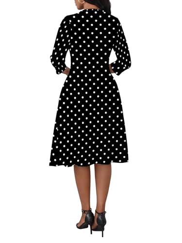 Image of PinkPatty Women's Casual 3 /4 Sleeve Midi Dresses Fit and Flare Church Work Dress with Pockets